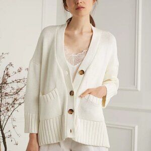 Deluc Daphne Ivory Relaxed Fit Cardigan